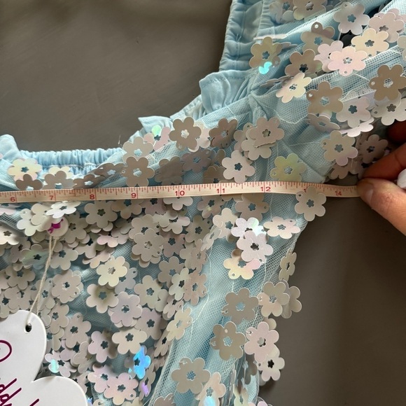 Buddy Love Light Blue 3D Floral Colby Sequin Babydoll Dress - Picture 13 of 16